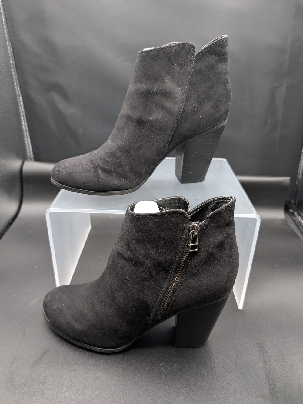 Women's Black Suede Side-Zip Ankle Booties